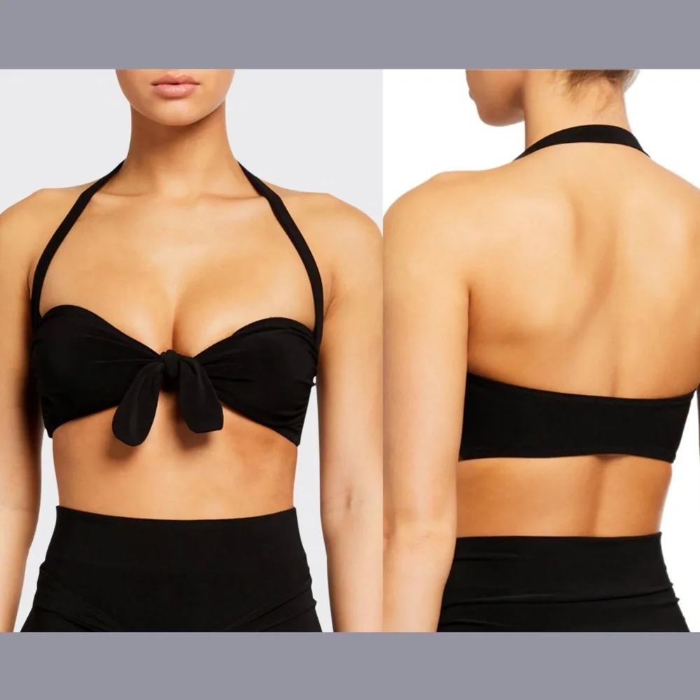NWT Norma Kamali [ XS ] Tie-Front Bra‎ Bikini Top in Black